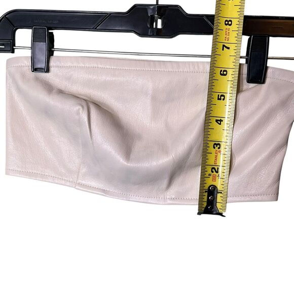 Good American Faux Leather Bandeau Top Womens Small (1) Bone Strapless GLBT070 - Picture 5 of 10